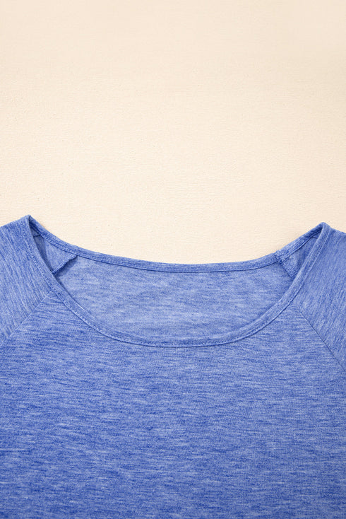 Plus Size Ruffle Hem Flutter Sleeve Heathered Knit Top