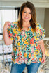 Plus Size Ruffled Short Sleeve Floral Blouse