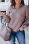 Plus Size Textured Knit Zip Neck Pullover