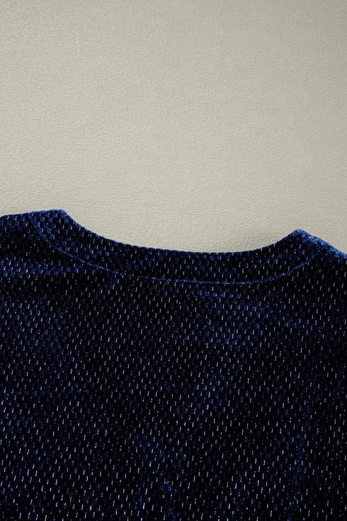 Plus Size Textured Velvet Tiered Buttons Tiered Dress