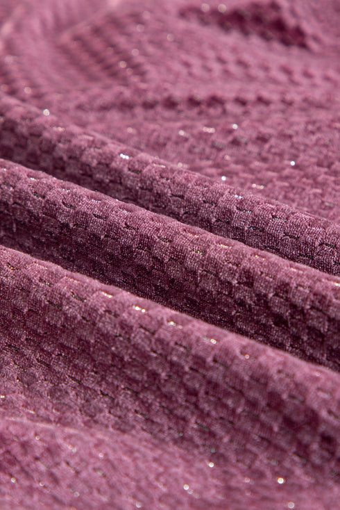 Plus Size Textured Velvet Tiered Buttons Tiered Dress