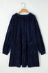 Plus Size Textured Velvet Tiered Buttons Tiered Dress
