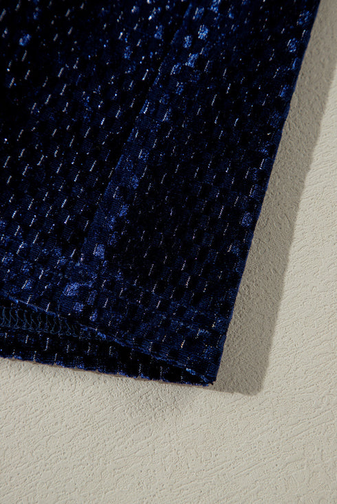 Plus Size Textured Velvet Tiered Buttons Tiered Dress