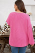 Plus Size Twisted Corded Leopard Patchwork Long Sleeve Top