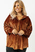Plus Size Velvet Chest Pocket Drop Shoulder Shirt