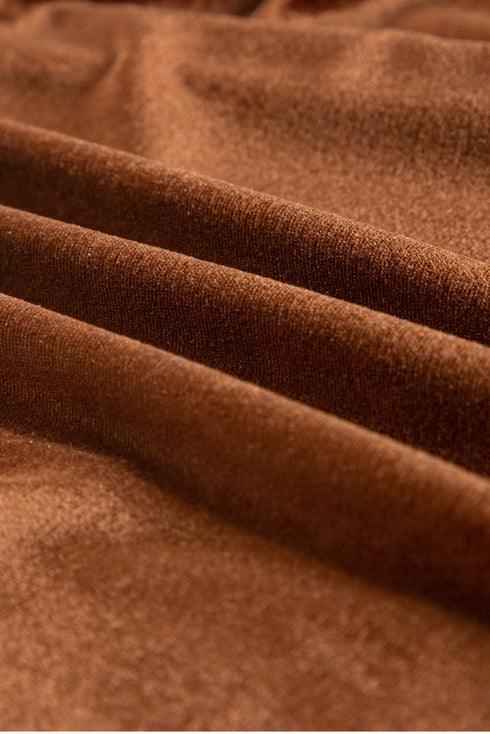 Plus Size Velvet Chest Pocket Drop Shoulder Shirt