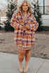Plus Size Western Plaid Fleece Collared Button Up Outerwear