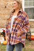 Plus Size Western Plaid Fleece Collared Button Up Outerwear