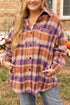 Plus Size Western Plaid Fleece Collared Button Up Outerwear