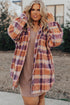 Plus Size Western Plaid Fleece Collared Button Up Outerwear