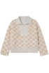 Plush Checkerboard Faux Fur Zip Up Jacket