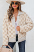 Plush Checkerboard Faux Fur Zip Up Jacket