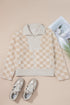 Plush Checkerboard Faux Fur Zip Up Jacket