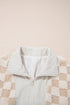 Plush Checkerboard Faux Fur Zip Up Jacket