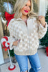 Plush Checkerboard Faux Fur Zip Up Jacket