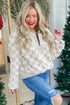 Plush Checkerboard Faux Fur Zip Up Jacket