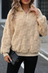 Plush Checkerboard Texture Quarter Zip Fleece Pullover