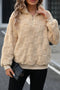 Plush Checkerboard Texture Quarter Zip Fleece Pullover