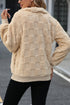 Plush Checkerboard Texture Quarter Zip Fleece Pullover