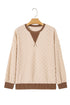 Plush Checkered Twisted Rib Detail Long Sleeve Top