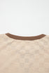 Plush Checkered Twisted Rib Detail Long Sleeve Top
