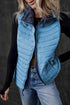 Plush Collared Quilted Zipped Puffer Vest