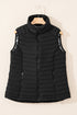 Plush Collared Quilted Zipped Puffer Vest