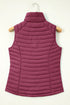 Plush Collared Quilted Zipped Puffer Vest