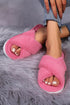 Plush Criss Cross Strap Open Toe Faux Fur Slippers