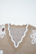 Plush Daisy Jacquard Scalloped V Neck Knit Sweater
