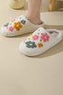 Plush Faux Fur Floral Print Slip On Slippers