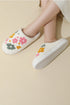 Plush Faux Fur Floral Print Slip On Slippers