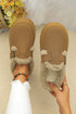 Plush Faux Fur Platform Buckle Strap Slippers