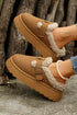Plush Faux Fur Platform Buckle Strap Slippers