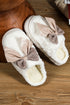 Plush Fleece Bowknot Applique Warm House Slippers