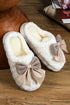 Plush Fleece Bowknot Applique Warm House Slippers