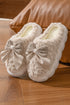 Plush Fleece Bowknot Applique Warm House Slippers
