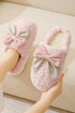 Plush Fleece Bowknot Applique Warm House Slippers