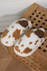 Plush Fleece Cow Spot Patterned Open Back House Slippers