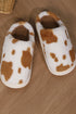 Plush Fleece Cow Spot Patterned Open Back House Slippers
