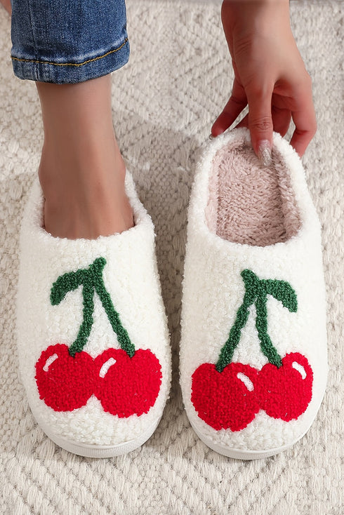 Plush Fleece Fruit Pattern Slip On House Slippers