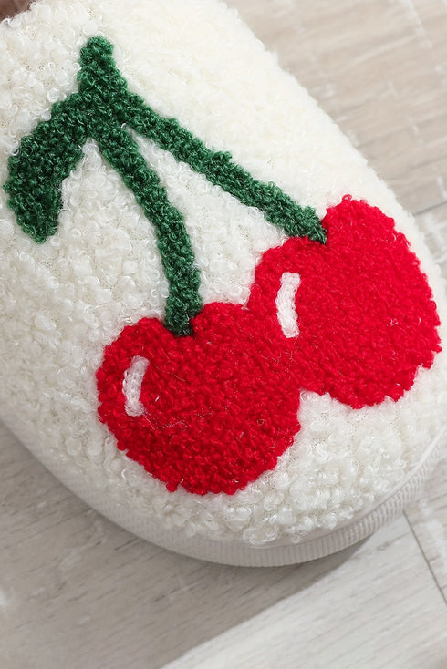 Plush Fleece Fruit Pattern Slip On House Slippers