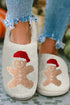 Plush Fleece Gingerbread Motif Slip On House Slippers