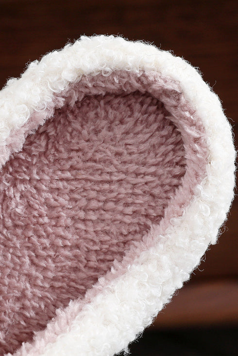 Plush Fleece Heart Pattern Slip On Open Back Slippers