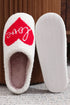 Plush Fleece Heart Pattern Slip On Open Back Slippers