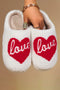 Plush Fleece Heart Pattern Slip On Open Back Slippers
