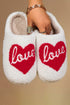 Plush Fleece Heart Pattern Slip On Open Back Slippers