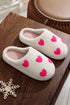 Plush Fleece Heart Print Comfortable House Slippers