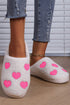 Plush Fleece Heart Print Comfortable House Slippers