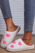 Plush Fleece Heart Print Comfortable House Slippers